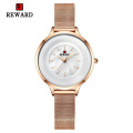 REWARD RD22027L Fashion Women's Watches Fashion Shell Dial Simple Style Ladies Waterproof Quartz Clock Dress Casual Wrist Watch